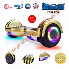 UL 2272 Certified Hoverboard Self Balancing Bluetooth 6.5 Inch Electric Scooter LED For Kids Chrome Gold (WHEELS-UC6.5-GOLD-CHROME)   